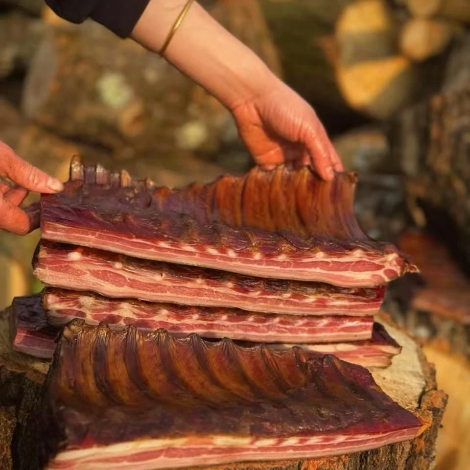 【2斤带皮精排】恩施正宗柴火烟熏腊肉 正宗跑山猪熏肉送赠品送腊味