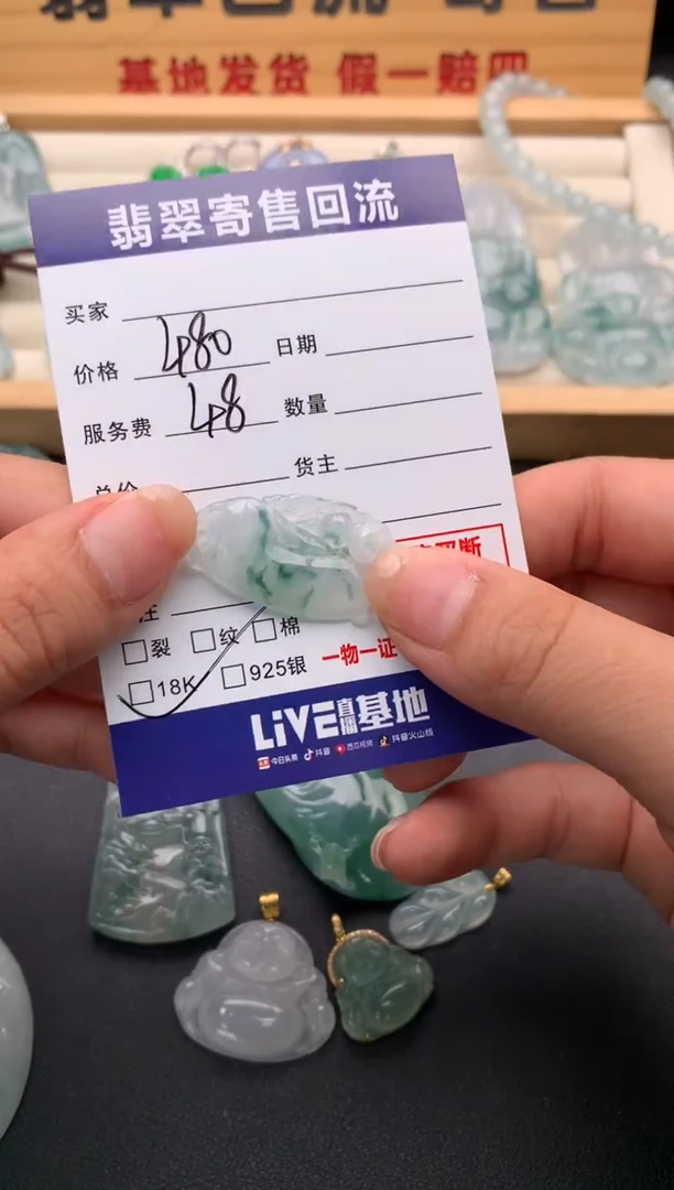 翡翠18K金镶嵌颈饰10137440
