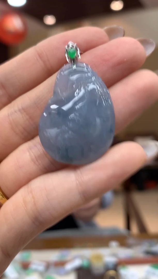 吊坠(不含链)18K金镶嵌翡翠钱袋