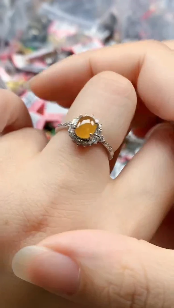 银S925镶嵌戒指翡翠天然A货缅甸翡翠