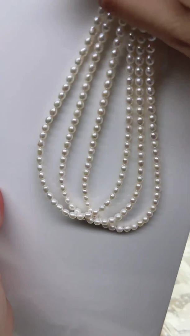 未镶嵌项链淡水珍珠极光白色米珠4.5-5mm