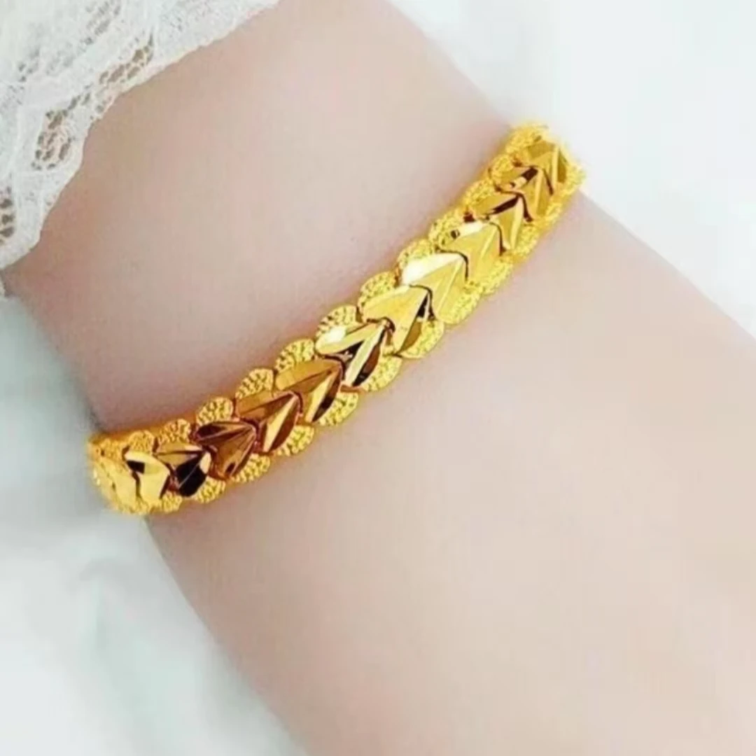 合金手链 心心相印手链气质时尚百搭精美 大气时尚素款轻奢金色