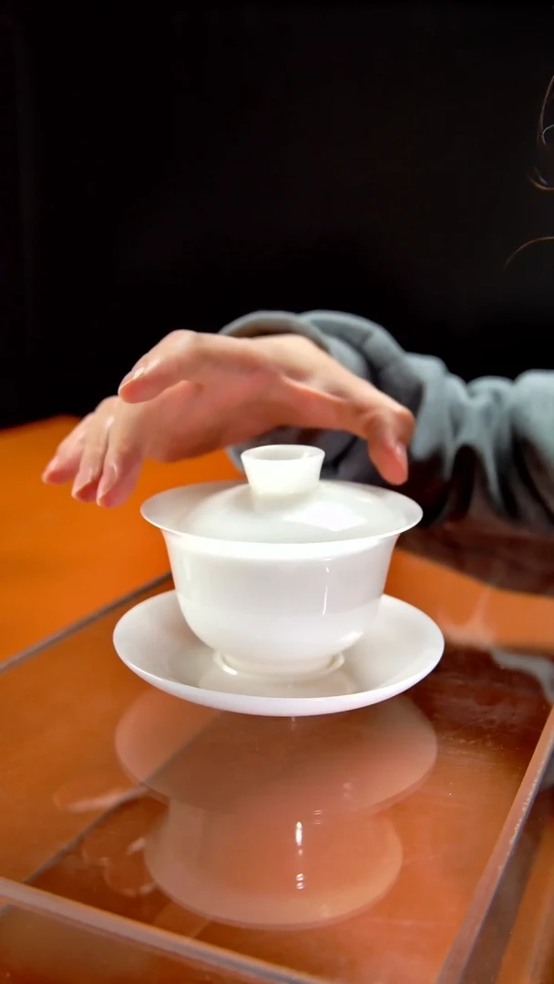 其他陶瓷《言泥陶瓷》高冰冰种璞玉系列 三才盖碗