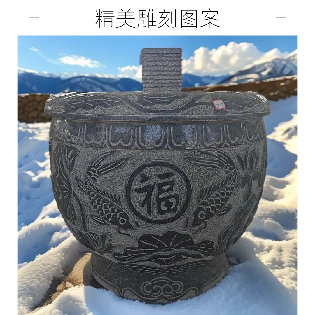 石雕石缸门海青石鱼缸古石头花盆庭院室外水缸雕刻全手工精美刻字