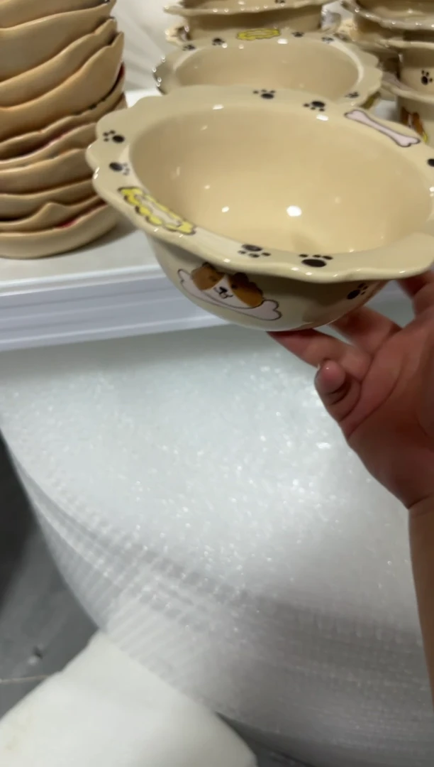 陶瓷狗狗草帽碗【十里高温釉下彩陶瓷】