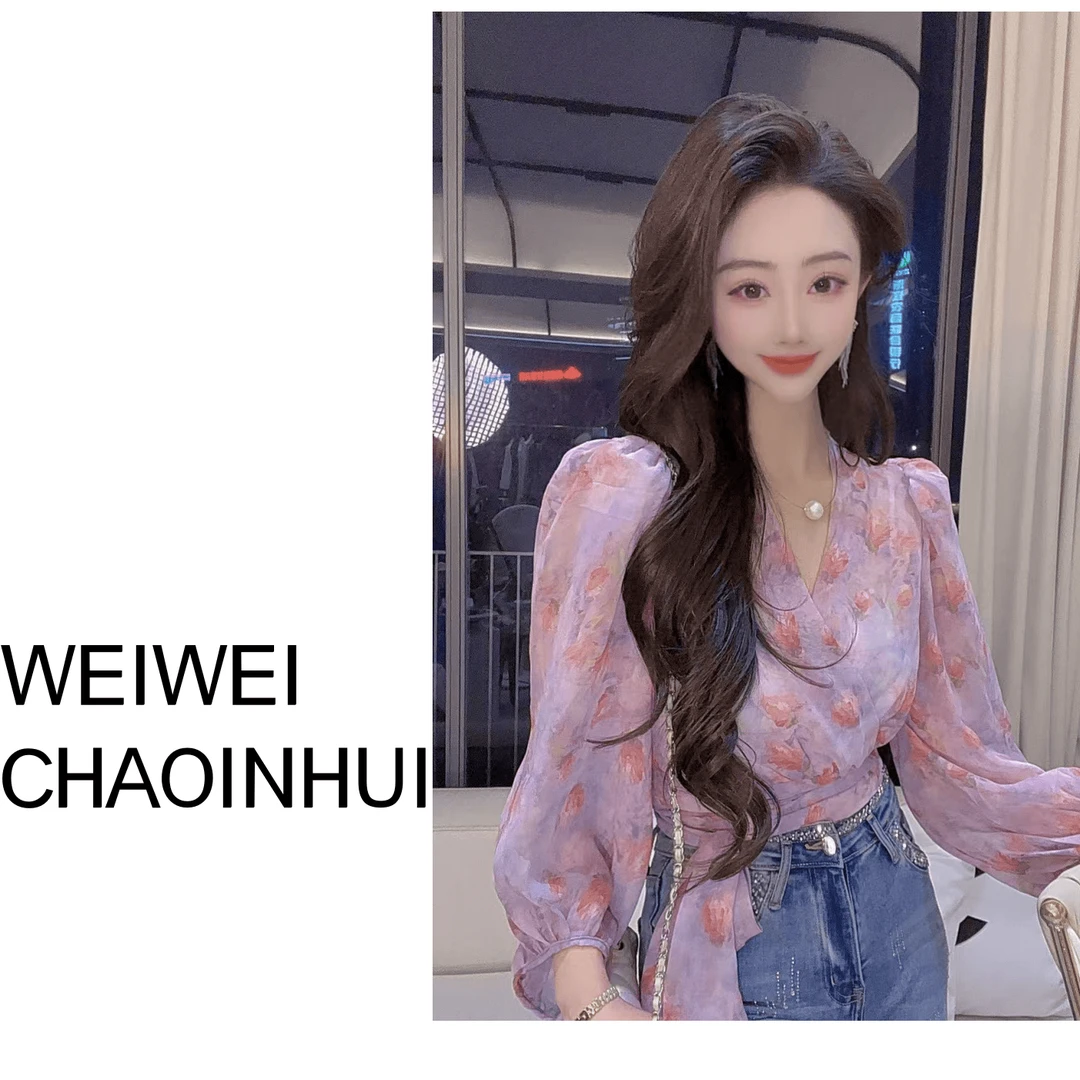 意模【薇薇高端欧货】春季【琉光瑰梦】小众高级感印花上衣--60271272
