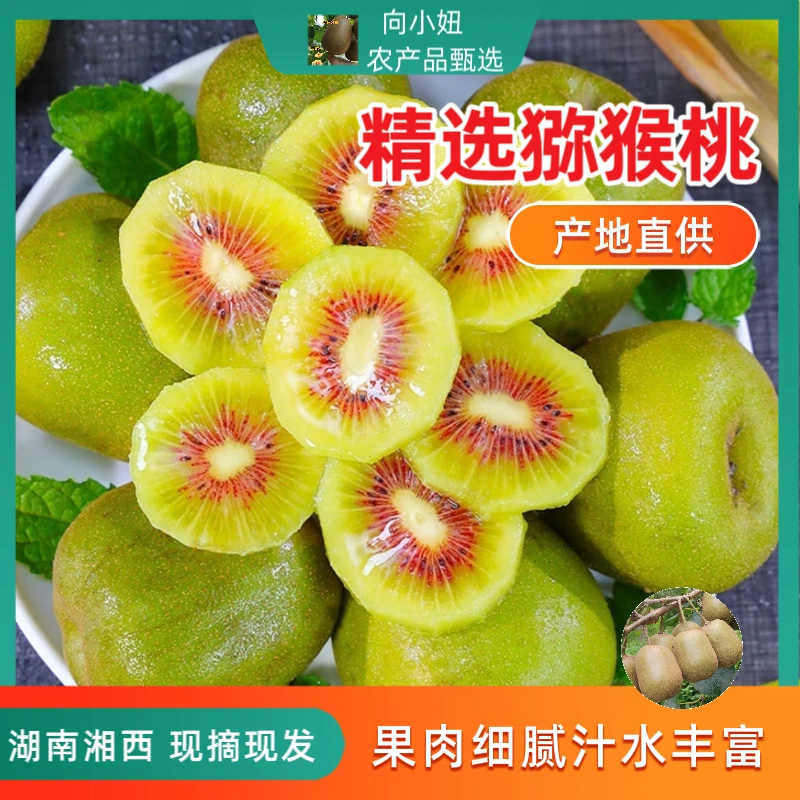 [湘西]红心猕猴桃~,新鲜采摘，产地直发10斤包邮礼盒装