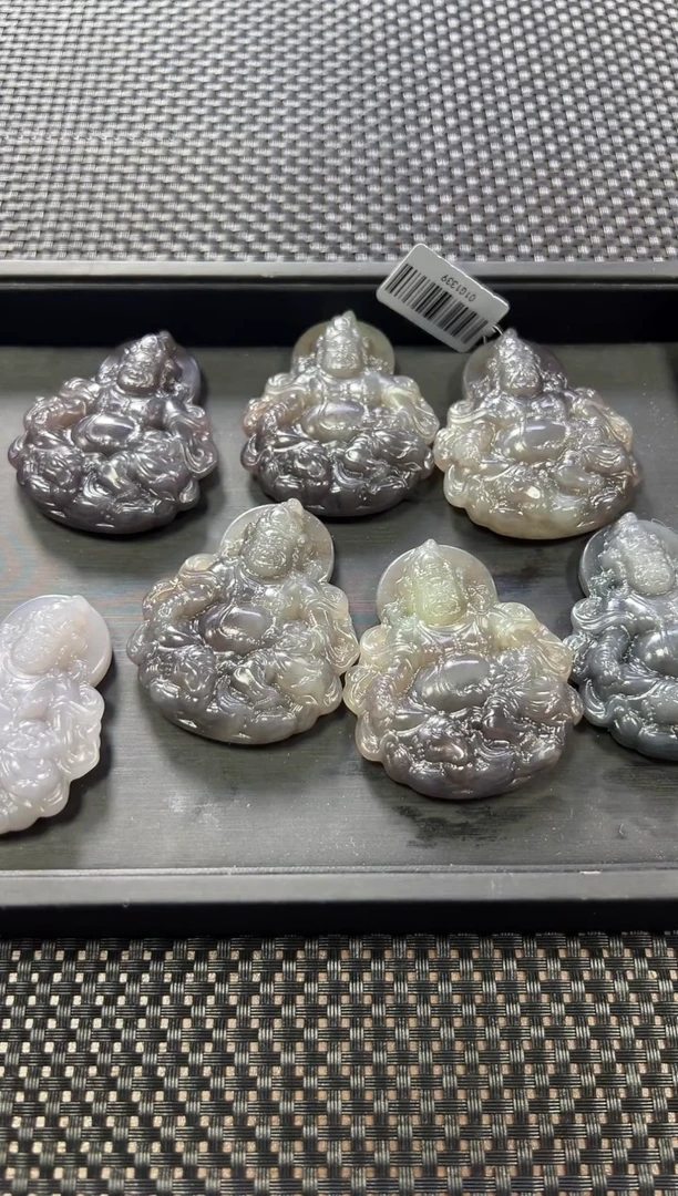 【闪购商品】和田玉挂件未镶嵌烟紫黄财神挂件（多样性发一件）