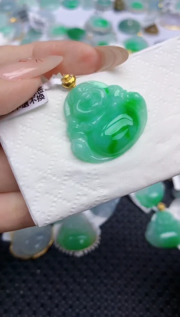 翡翠18K金镶嵌颈饰454   天然翡翠A货