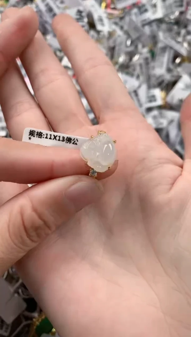银S925镶嵌戒指翡翠999   3