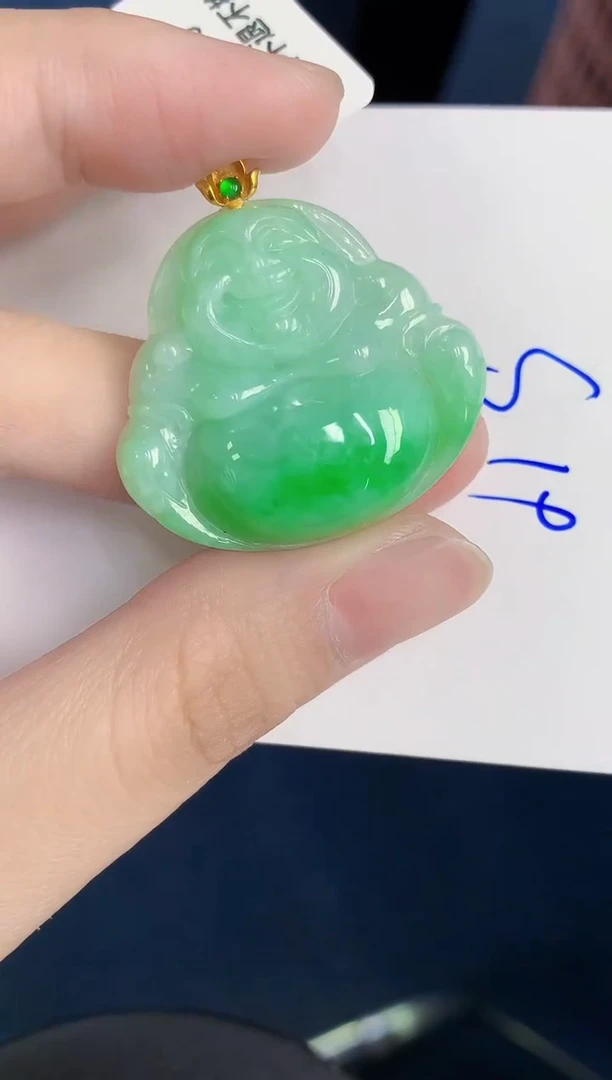 颈饰18K金镶嵌翡翠天然翡翠缅甸A货
