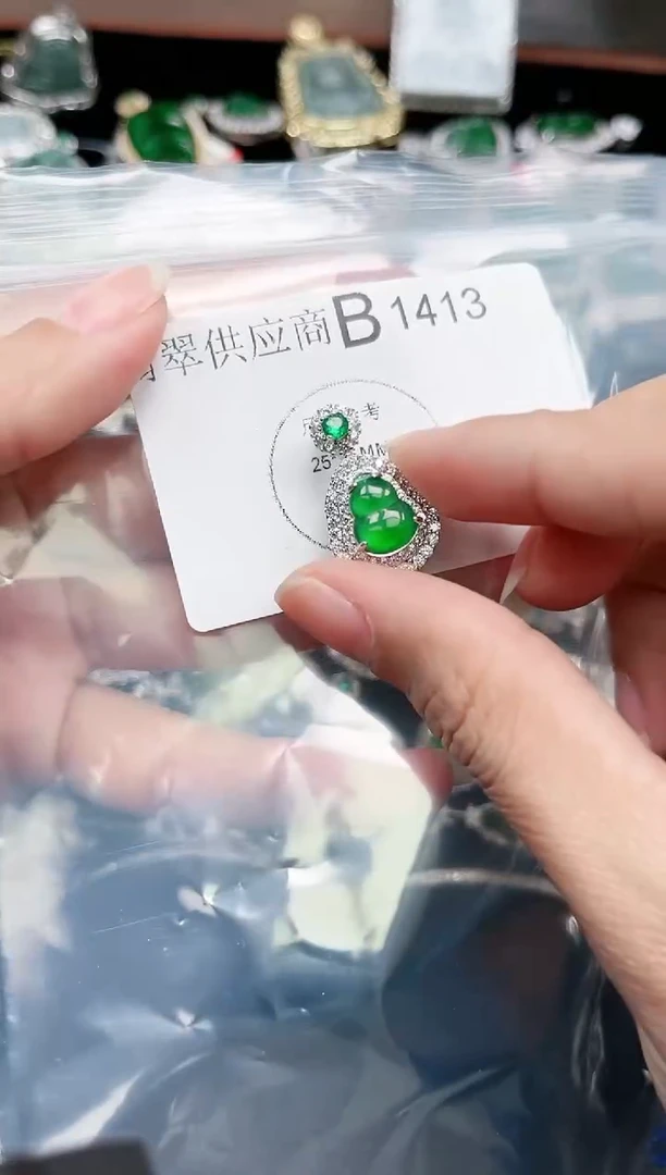 【闪购商品】翡翠颈饰未镶嵌赠皮绳1413