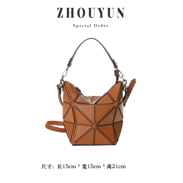 【舟韵真皮高定】单肩款做旧水桶斜挎轻奢腋下包潮流BV250606-驼色