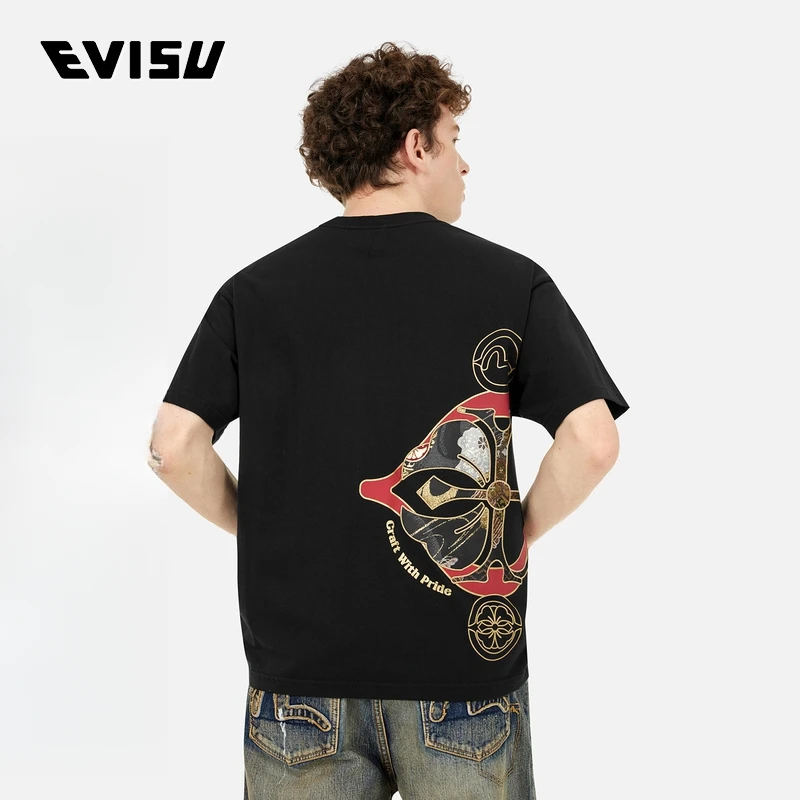 EVISU福神 2025男士家花贴布T恤2ESHTM5TS1099RXCT