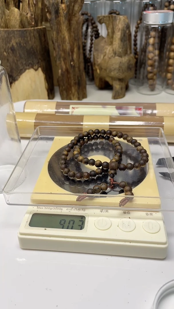 沉香手串卡6mm9g沉水60颗