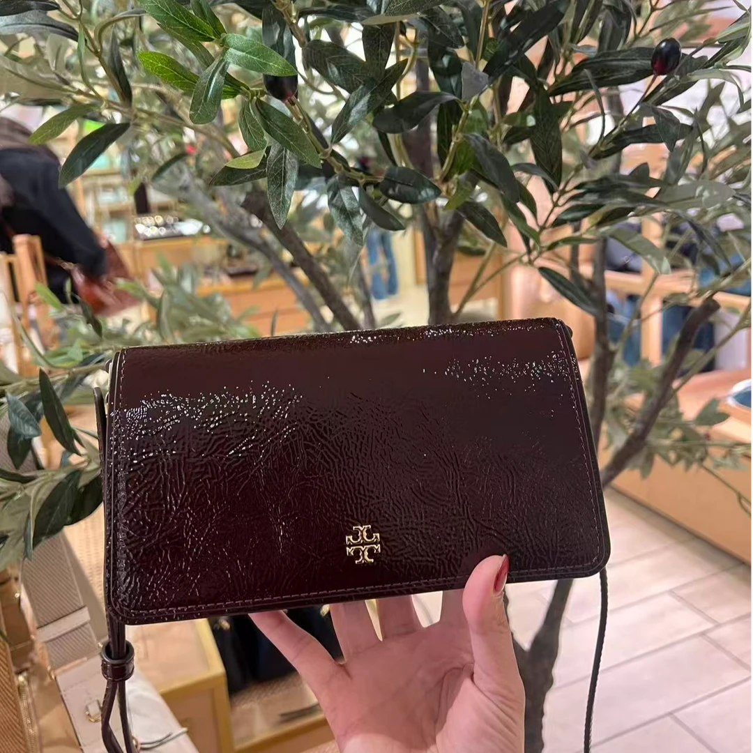 Tory Burch/汤丽柏琦 酒红色亮面长方形单肩包