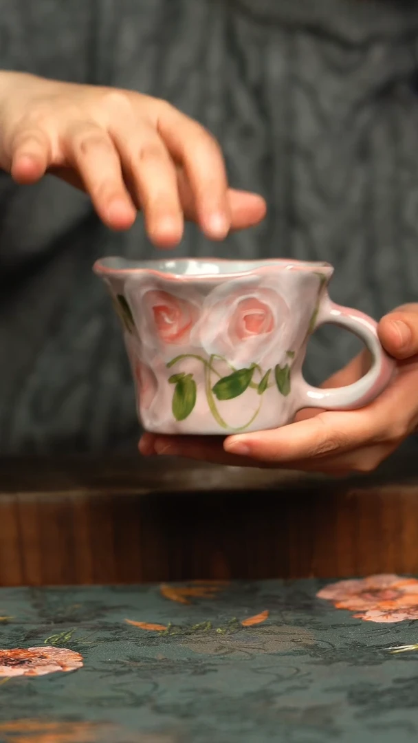 杯釉下彩手工手绘同款陶器