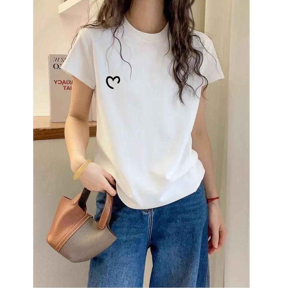 正肩磨毛短袖t恤女韩版宽松休闲百搭上衣加厚体恤纯棉内搭打底衫