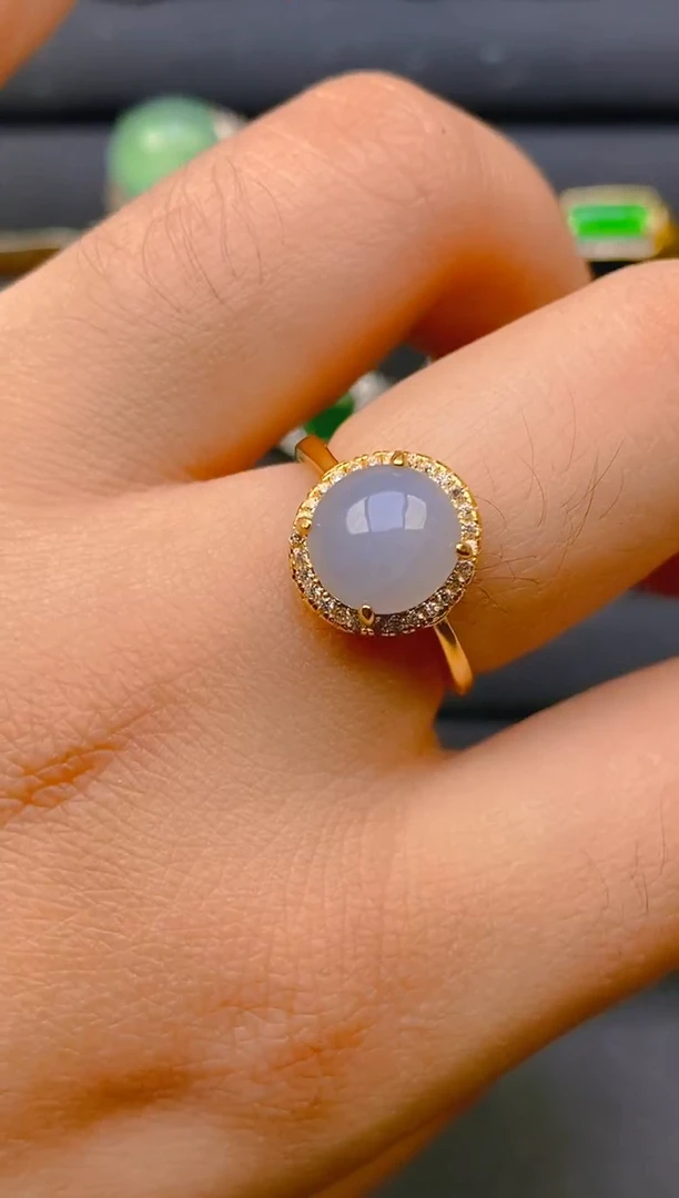 【闪购商品】翡翠戒指银S925镶嵌天然A货翡翠1