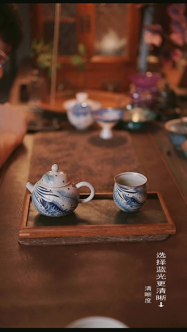 茶器鱼藻纹盖碗+杯+干泡盘