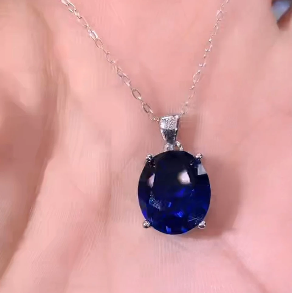 坠链均925银  S925银吊坠 大克拉重工 精切皇家蓝蓝色精品吊坠