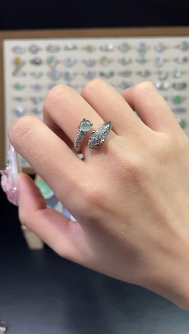 银S925镶嵌戒指翡翠戒指