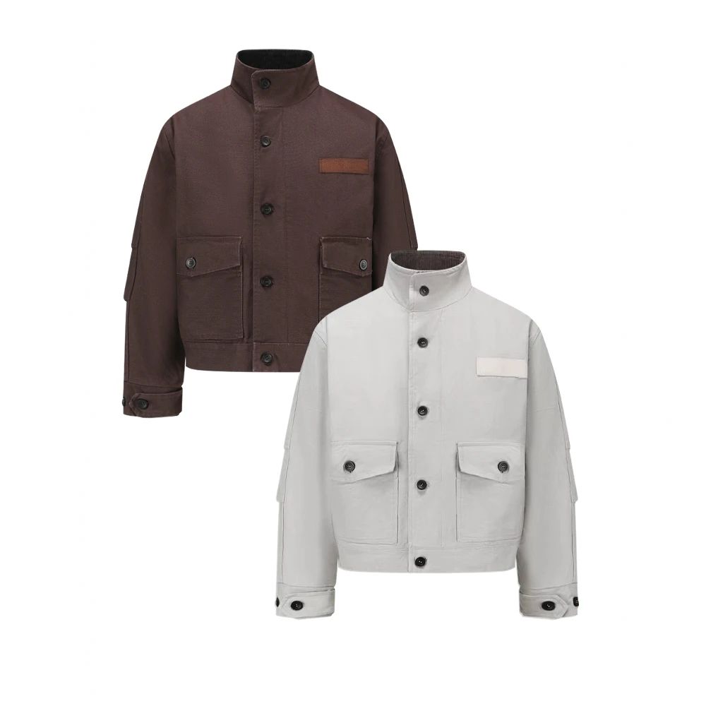 MANUSCRIPT M65谷仓夹克帆布活页分割多口袋外套修身短宽挺括上衣