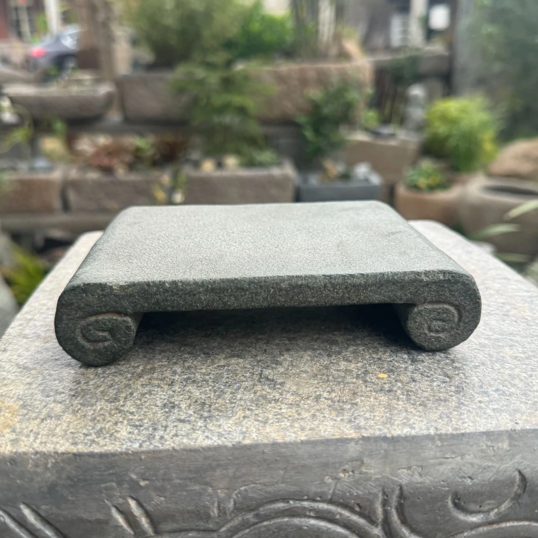 院景翁书卷承台石头壶承石雕杯托户外庭院造景摆件