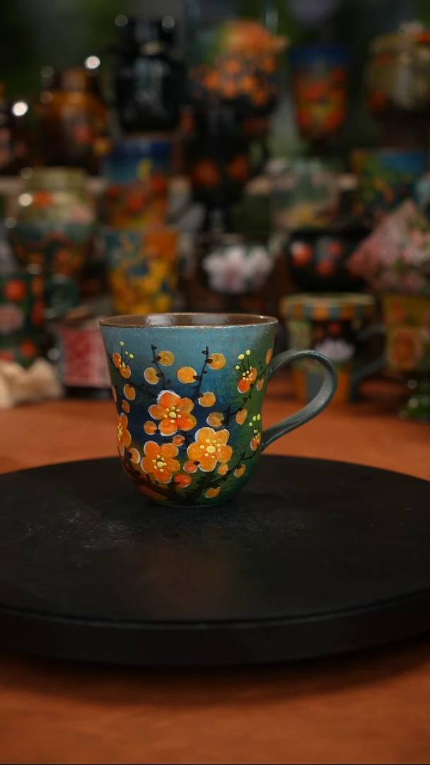 紫砂油画釉下彩手 绘