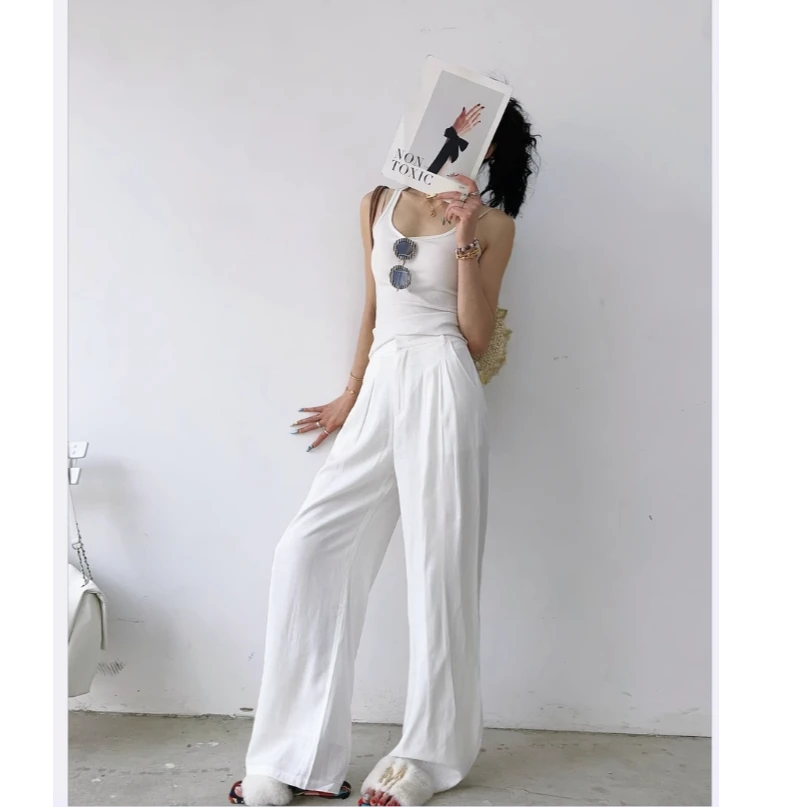 猫猫加长女裤高个子垂感透气西裤阔腿AW//5833西裤