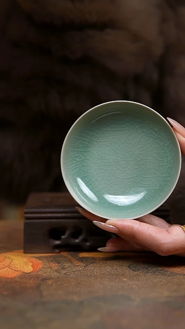杯仿古翡翠绿釉超薄普洱杯瑕