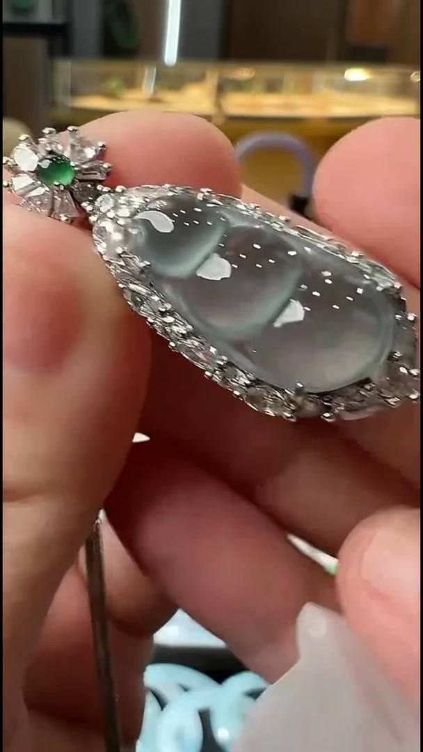 吊坠(不含链)银S925镶嵌翡翠天然A货翡翠JJ68多样性发一