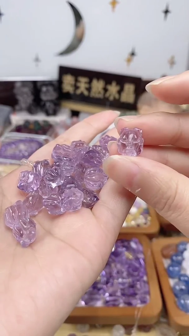 未镶嵌珠宝半成品水晶紫水晶凤九一个