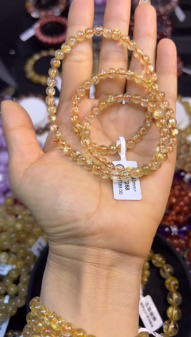 未镶嵌手串水晶金发晶三圈5mm+