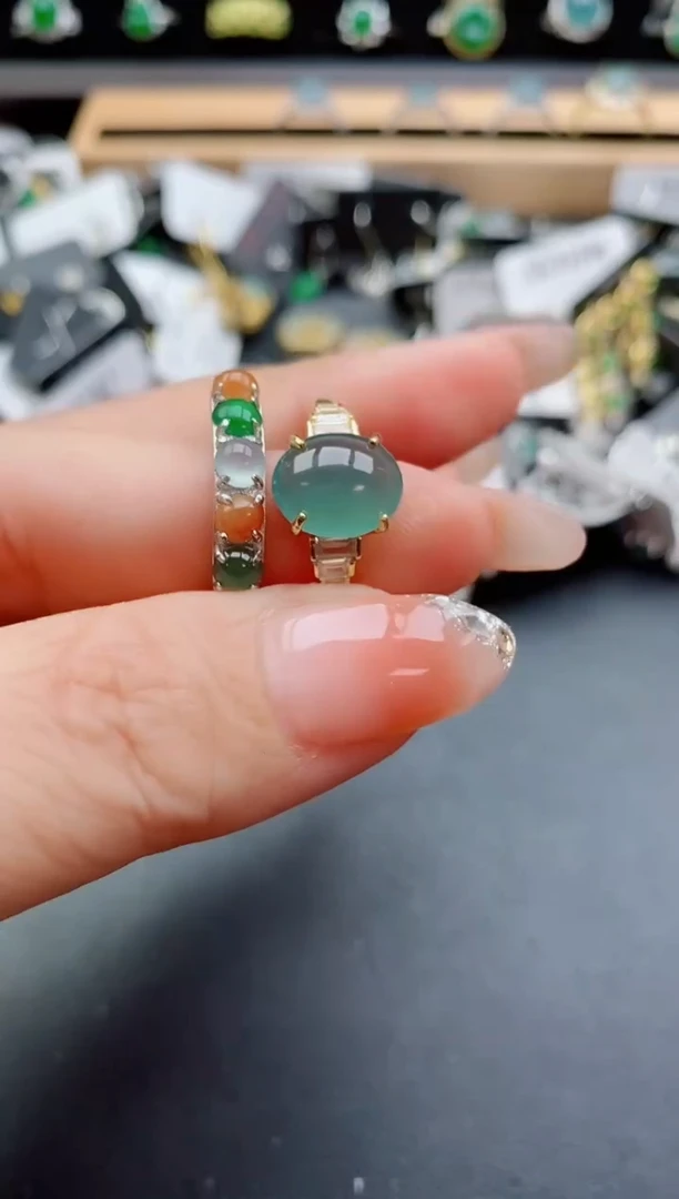 银S925镶嵌戒指翡翠1