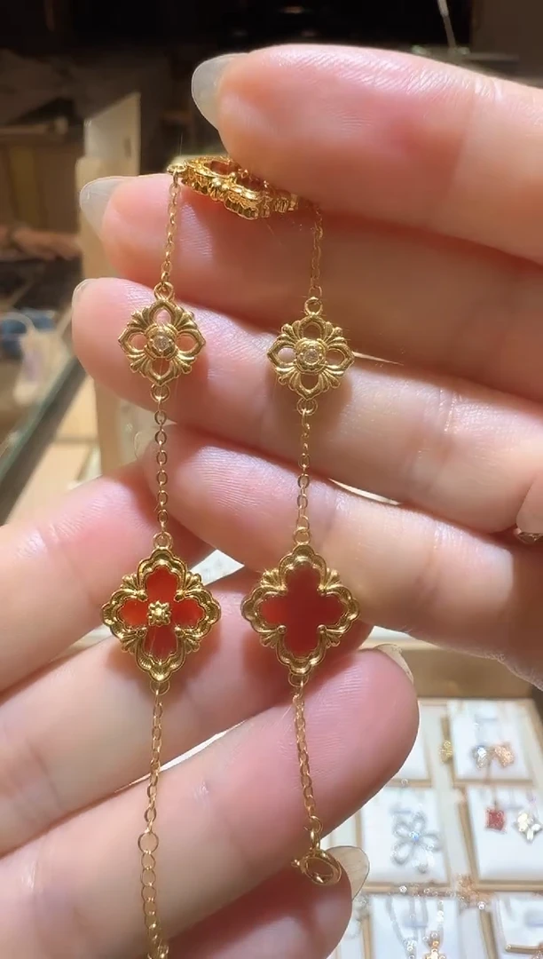 玛瑙/玉髓手链18K金镶嵌布奇