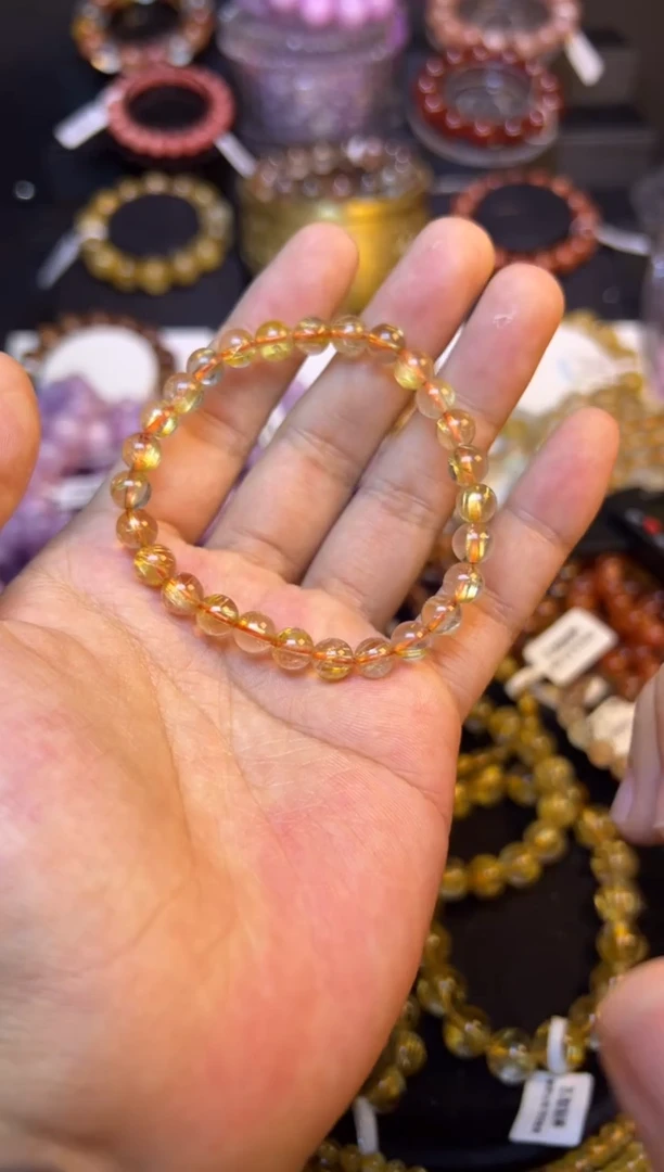 未镶嵌手串水晶金发晶6mm+