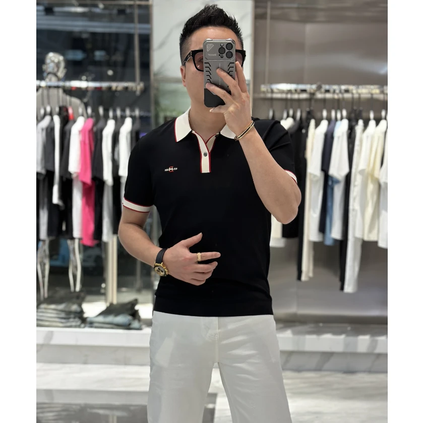 【发现者】2025欧货轻奢针织伊力特男士休闲短袖POLO衫舒适KWN2331