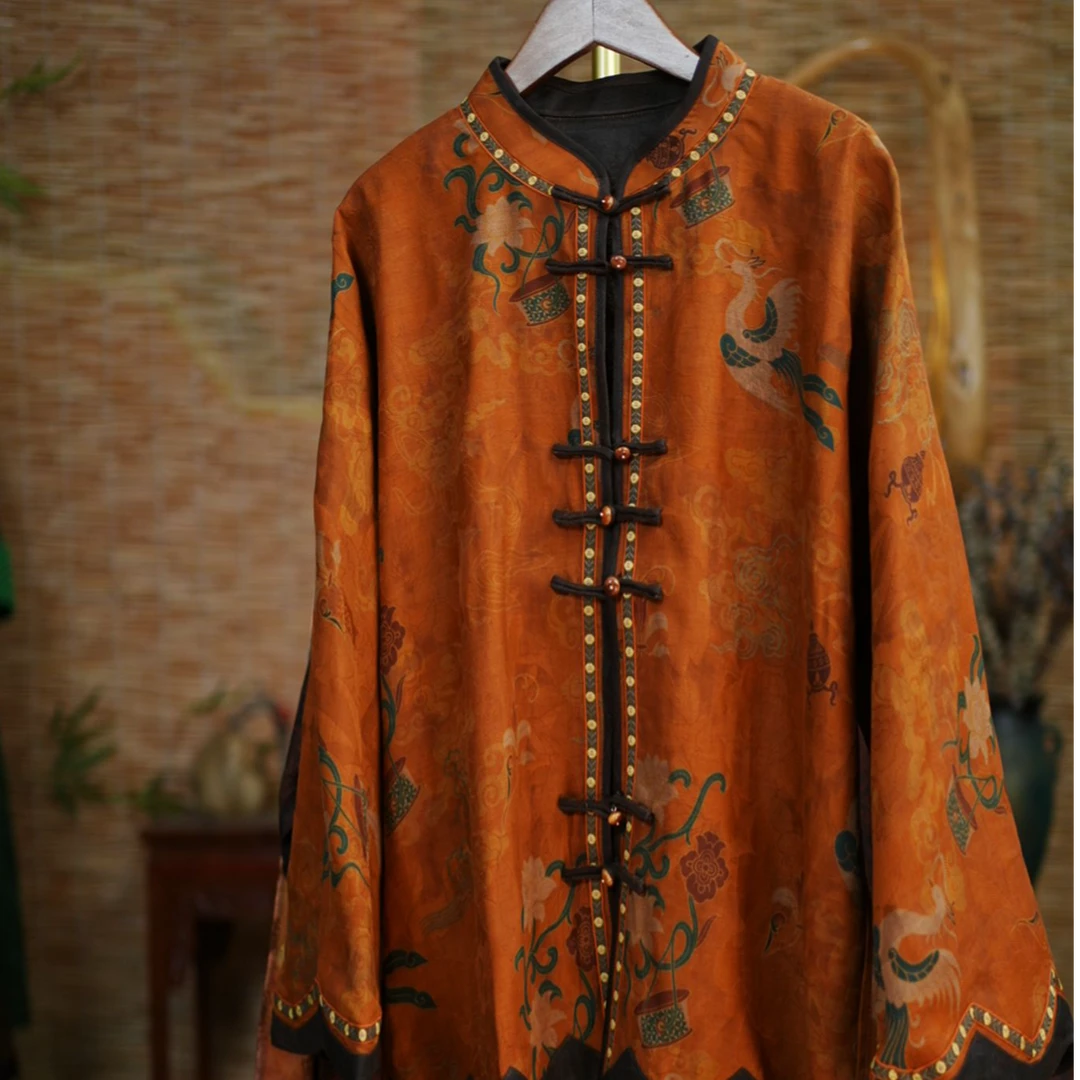 【金桂飘香】秋季上衣中国风中长款连帽时尚长款金桂飘香