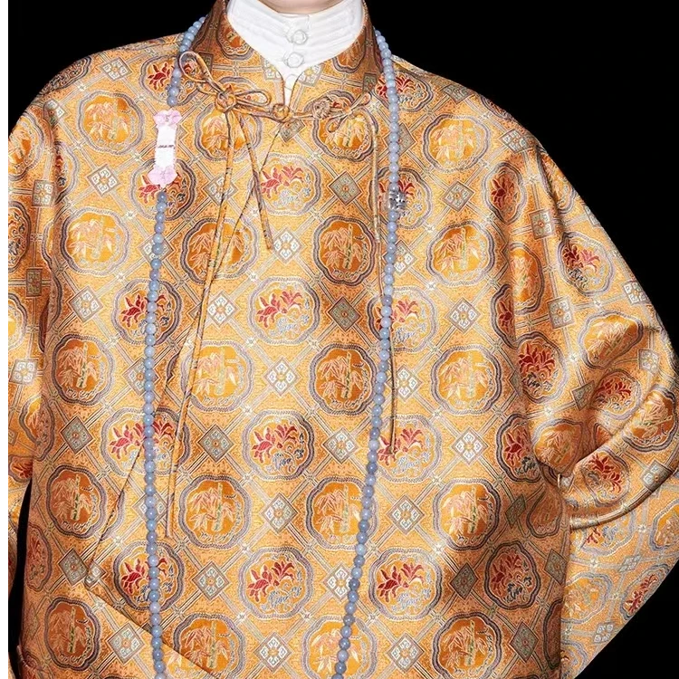 M essential  设计师品牌 祥瑞提花 香色兰竹四达晕立领外套