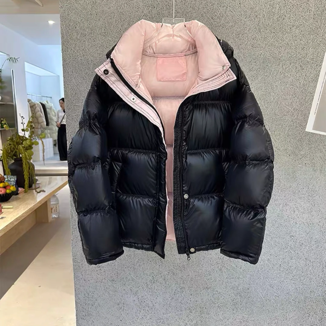 喜家外贸-撞色磁吸扣女百搭连帽拉链外套8865