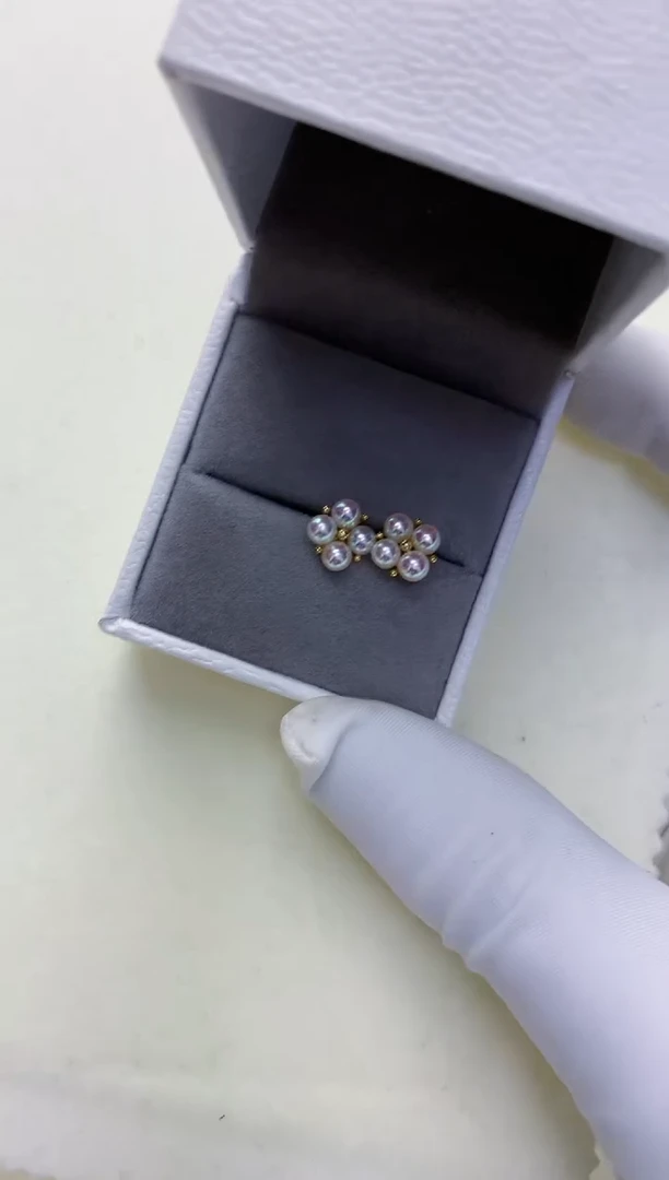 【闪购商品】海水珍珠饰品18K金镶嵌彩凛四叶草耳钉