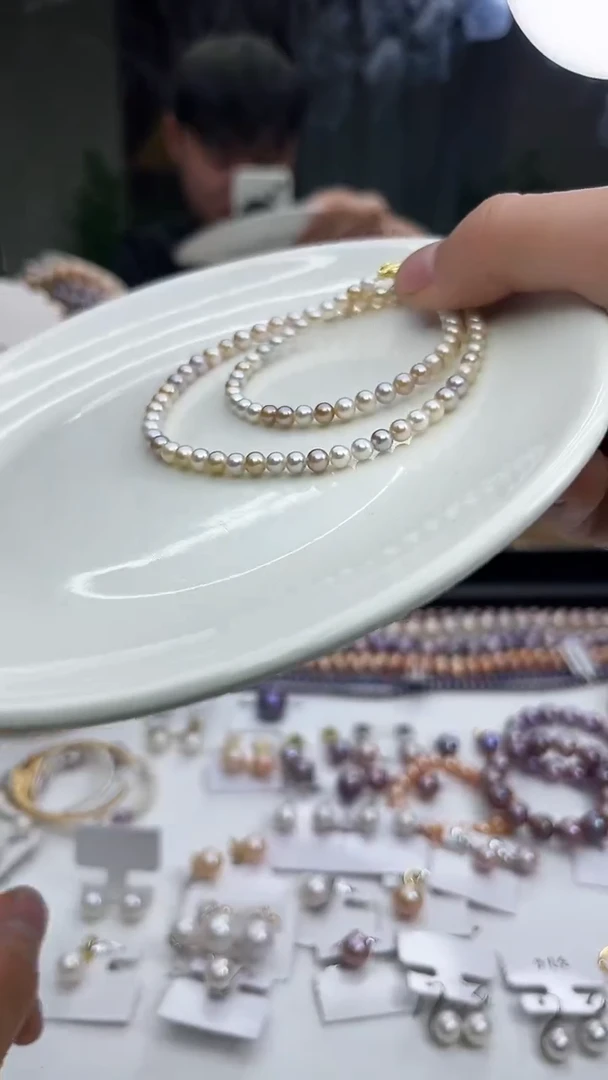 未镶嵌项链淡水珍珠牛油果绿色系4-5mm