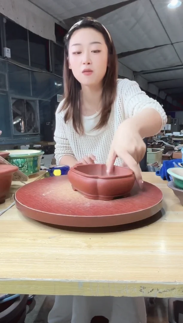 紫砂花盆浅草紫砂花盆微瑕
