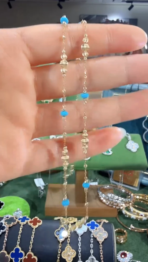 18K金镶嵌绿松石颈饰手镯