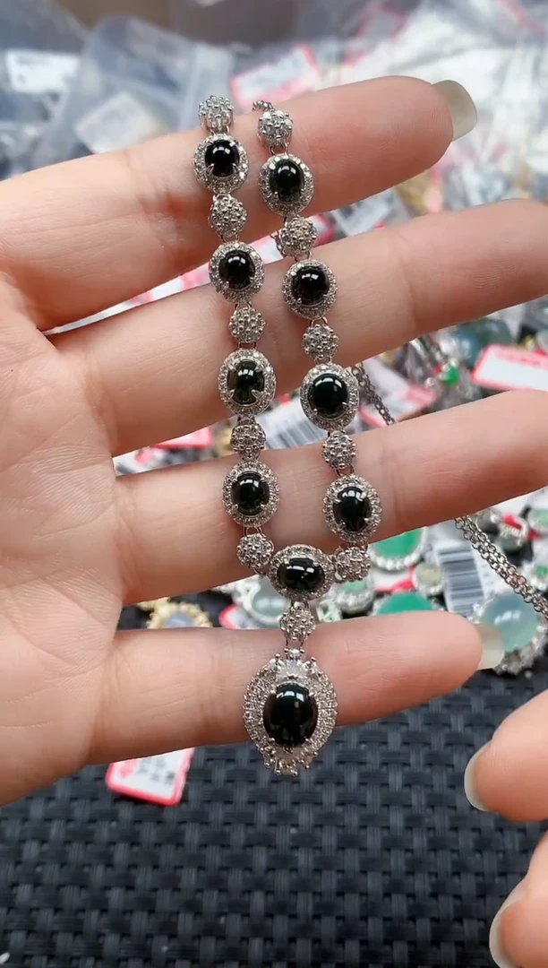 银S925镶嵌戒指翡翠天然A货缅甸翡翠