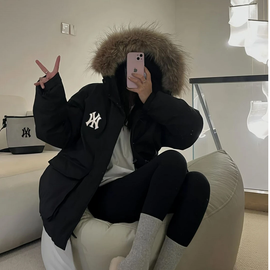 【奥莱专区】保暖宽松大码加厚毛领男女同款工装外套羽绒服纯色连帽