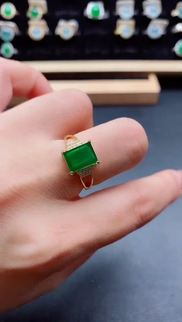 银S925镶嵌戒指翡翠1