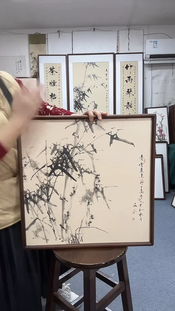 国画尺寸52*52实木画框京东包邮手绘