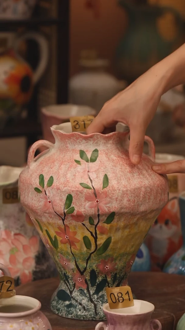 陶瓷317景德镇设计师手作花器摆件侘寂风